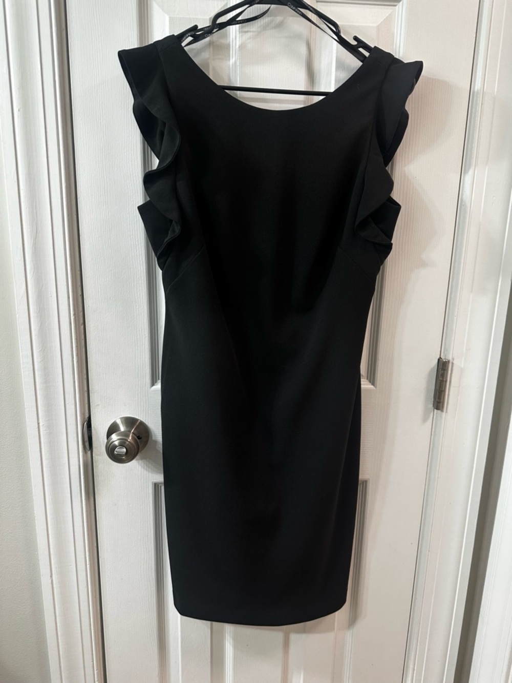 Calvin Klein Black Ruffle Sleeve Midi Dress